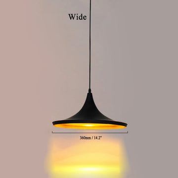 Aluminum Geometric Form Wide Single-Light Hanging Pendant Light Fixture in Black